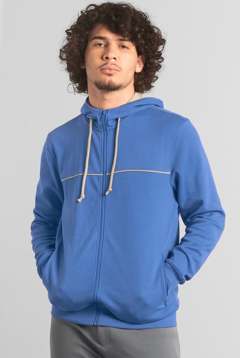 Khaki Heavy Jersey Zip Through Hoodie