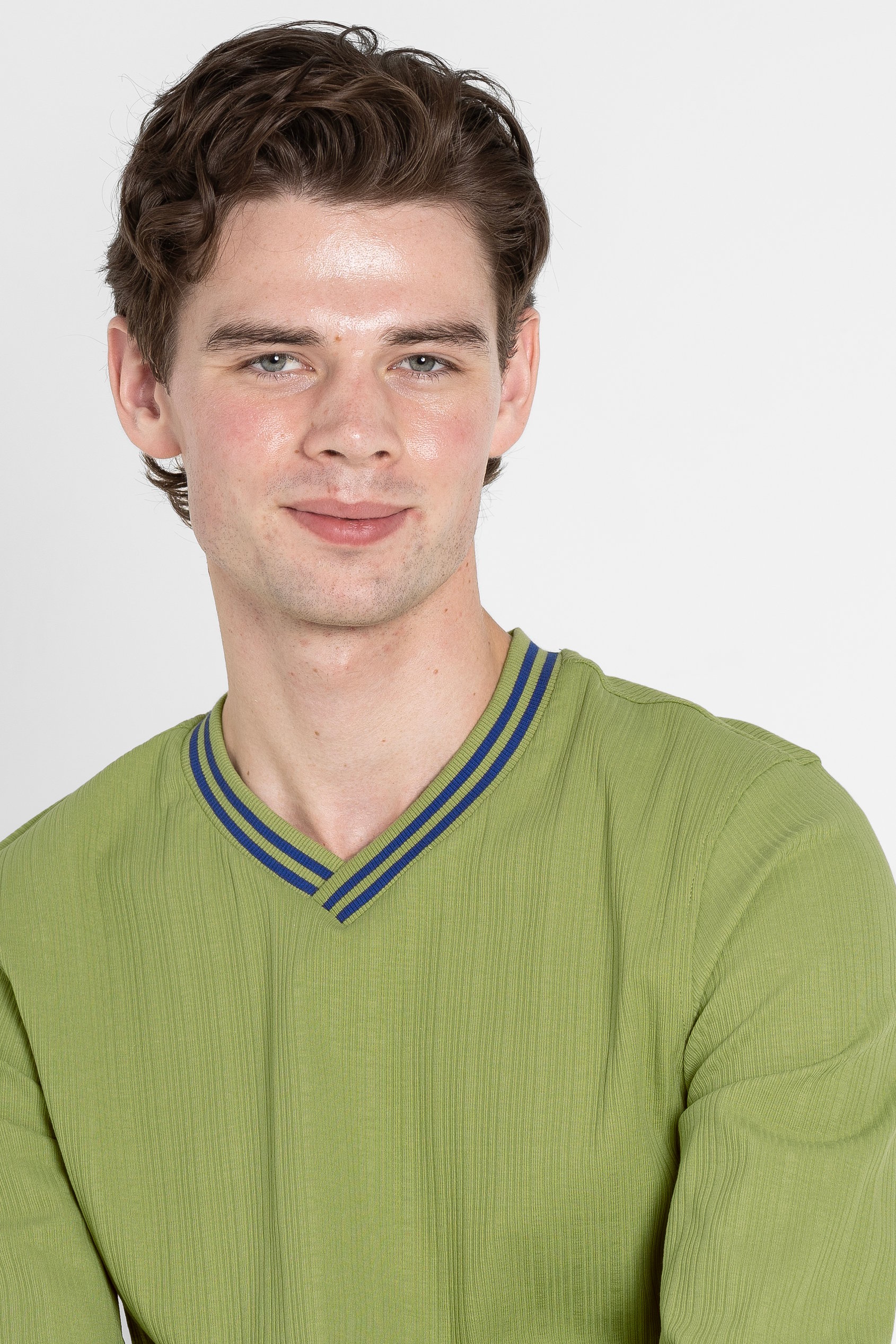 Contrast Ribbing V-Neck Sweatshirt