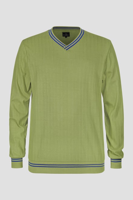 Contrast Ribbing V-Neck Sweatshirt