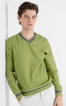 Contrast Ribbing V-Neck Sweatshirt