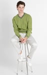 Contrast Ribbing V-Neck Sweatshirt