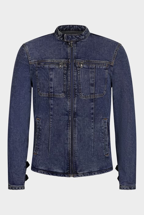 Men's Mid Blue Biker Denim Jacket