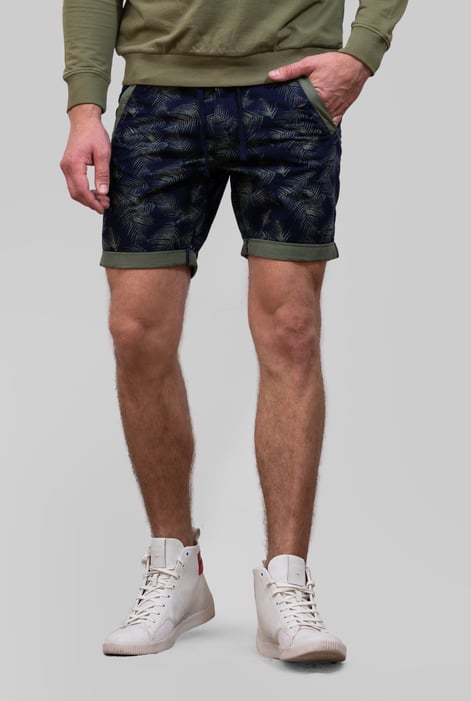 Mens Navy  Printed Cotton Shorts