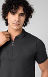 Ribbed Zip Neck Short Sleeve Polo