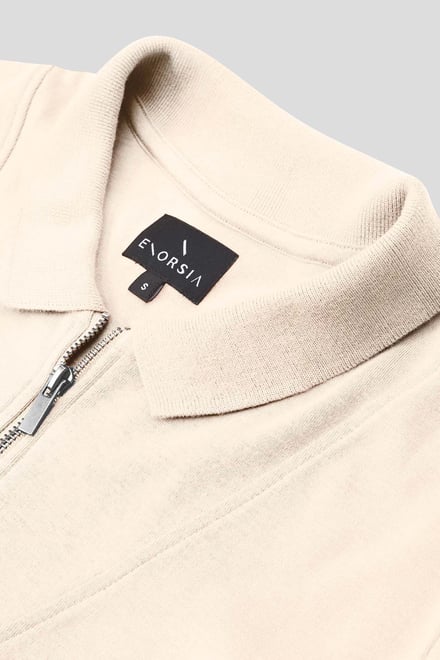 Ribbed Zip Neck Short Sleeve Polo