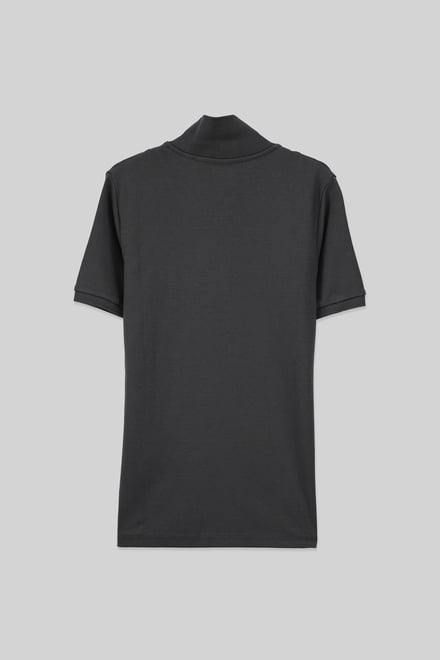 Ribbed Zip Neck Short Sleeve Polo
