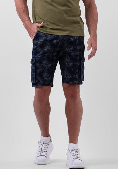 Mens Pure Cotton Palm Print Cargo Shorts