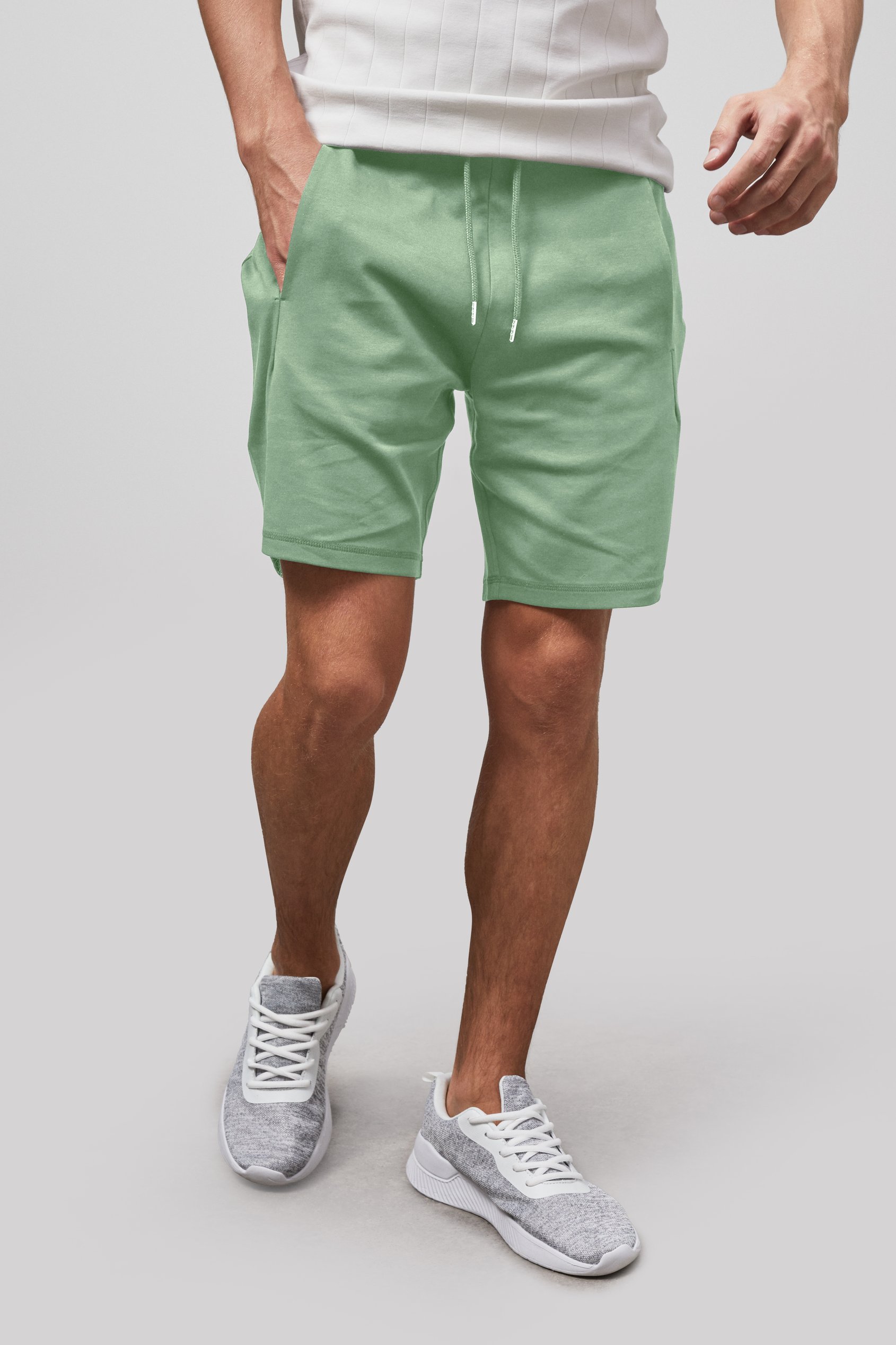 Enorsia Men's Green Essential Drawstring Jersey Shorts - Uk S