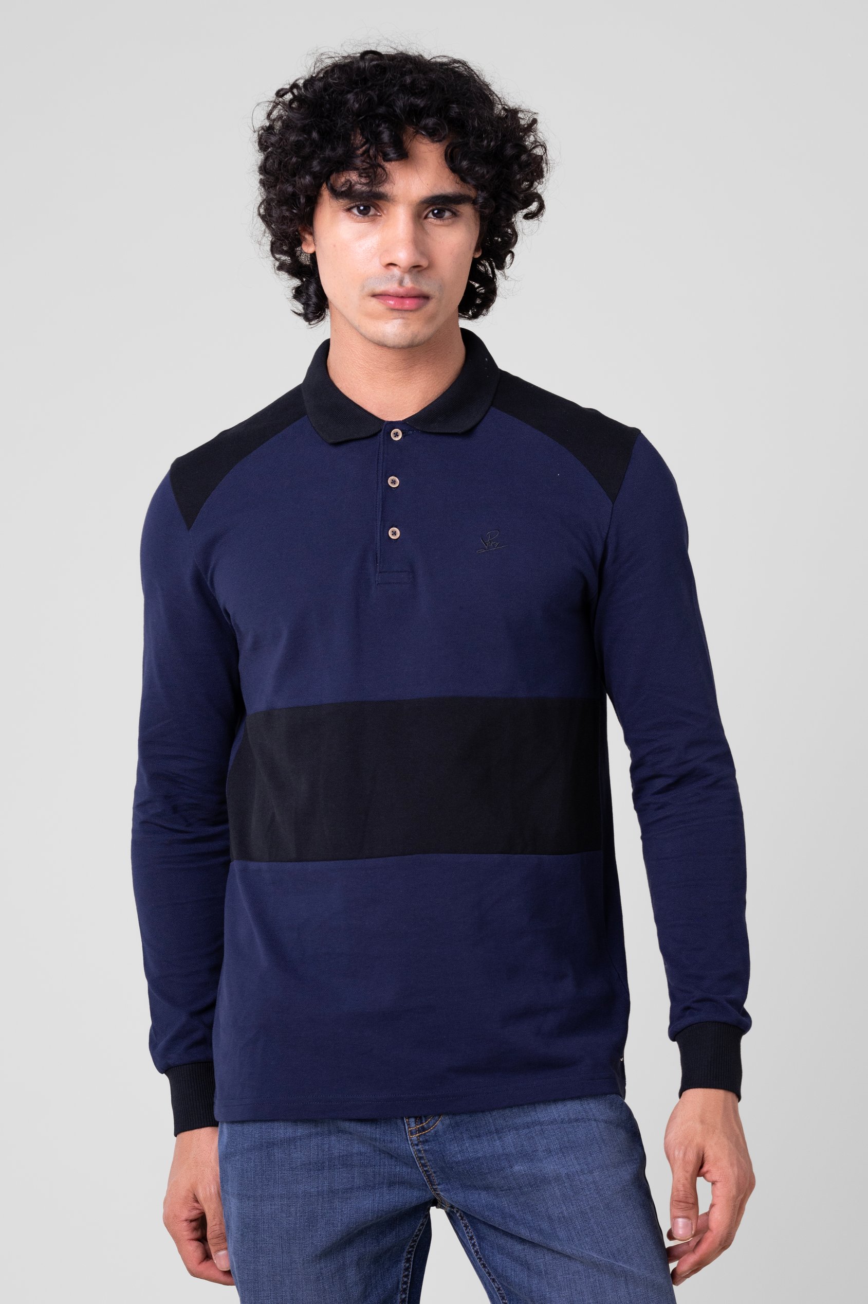 Enorsia Men's Navy Cut & Sew Pique Polo - Uk Xxl