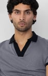 Contrast V-Neck Collar Cotton Polo Shirt