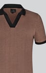 Contrast V-Neck Collar Cotton Polo Shirt