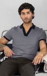 Contrast V-Neck Collar Cotton Polo Shirt