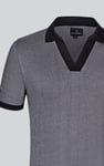 Contrast V-Neck Collar Cotton Polo Shirt