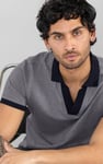 Contrast V-Neck Collar Cotton Polo Shirt