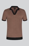 Contrast V-Neck Collar Cotton Polo Shirt