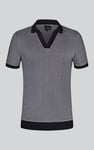 Contrast V-Neck Collar Cotton Polo Shirt