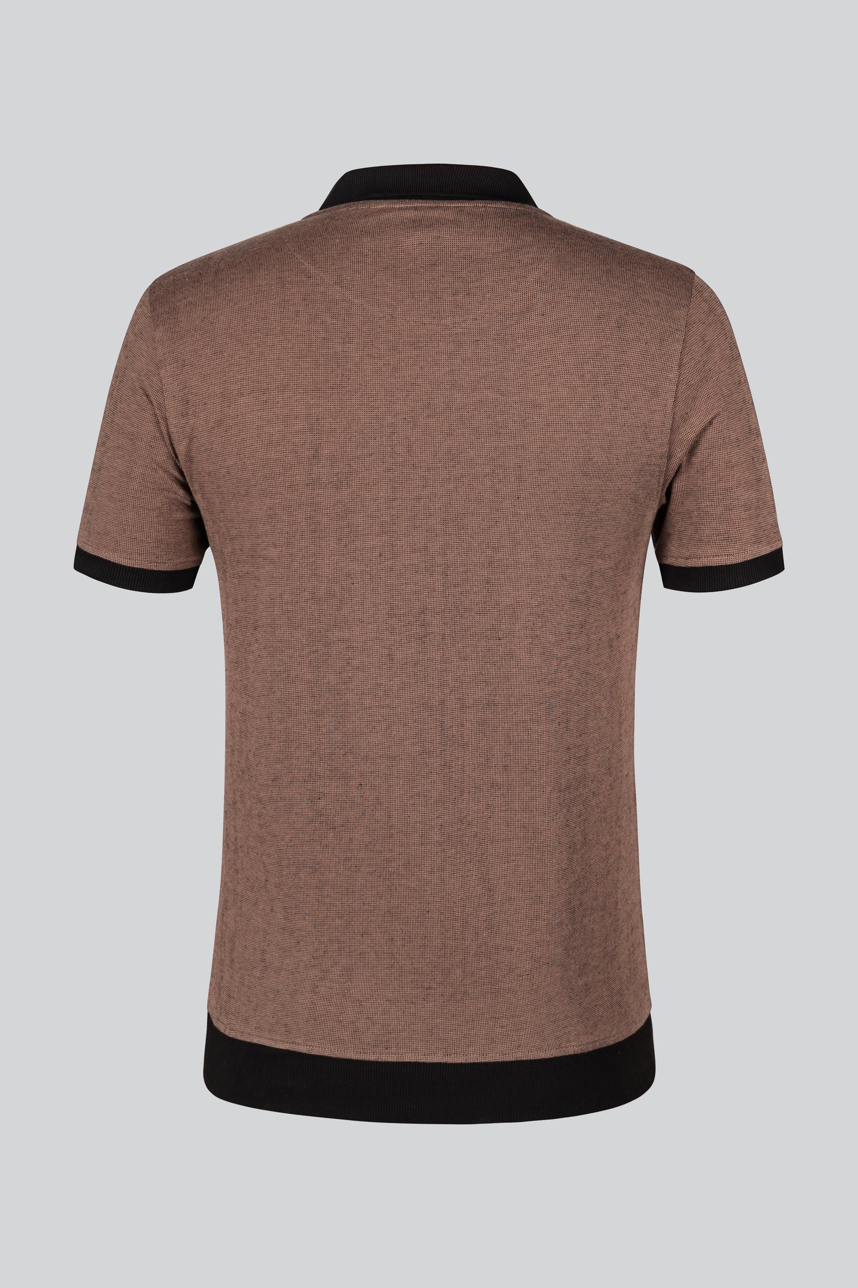 Contrast V-Neck Collar Cotton Polo Shirt