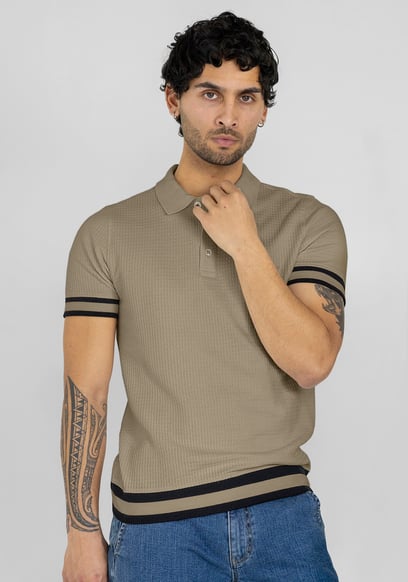 Men's Premium Polo Shirt With Stripe Rib