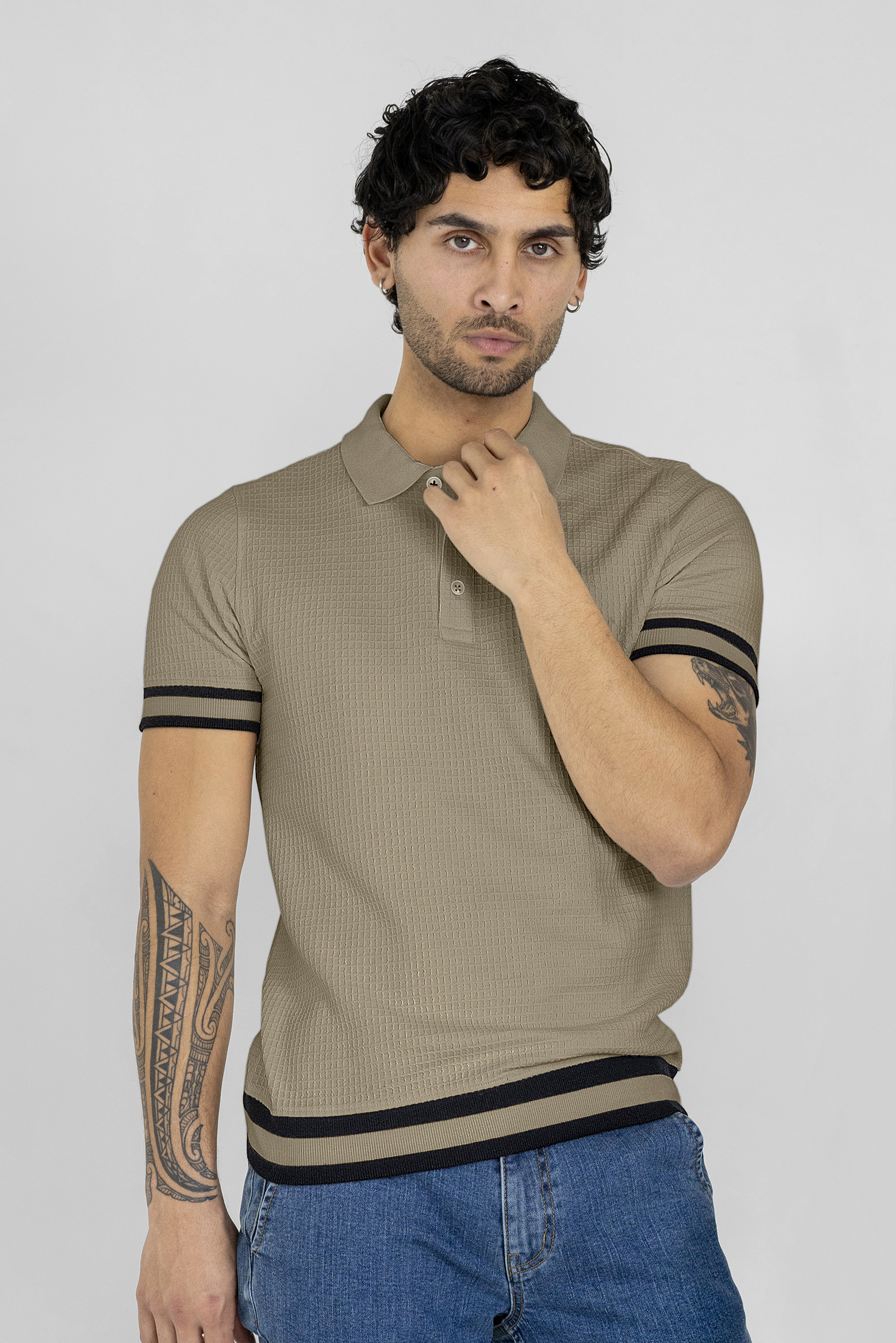 Men's Premium Polo Shirt With Stripe Rib