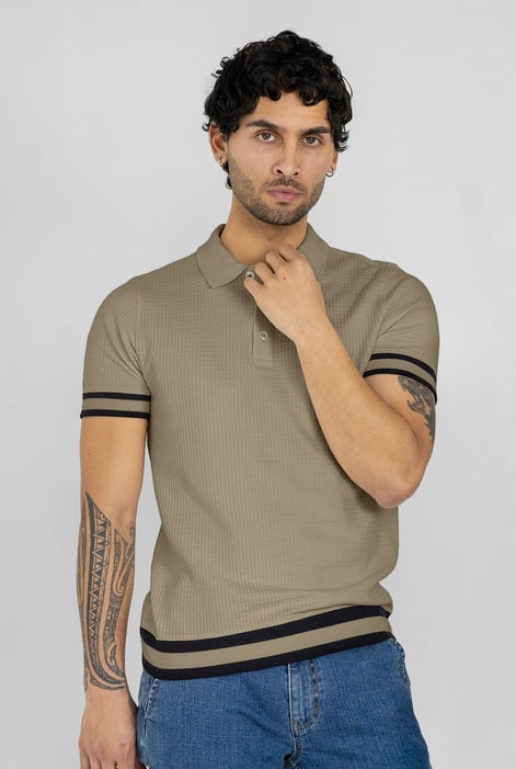 Men's White Premium Polo Shirt With Stripe Rib