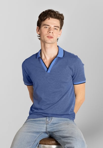 Regular Fit Ribbed V-Neck Polo Shirt