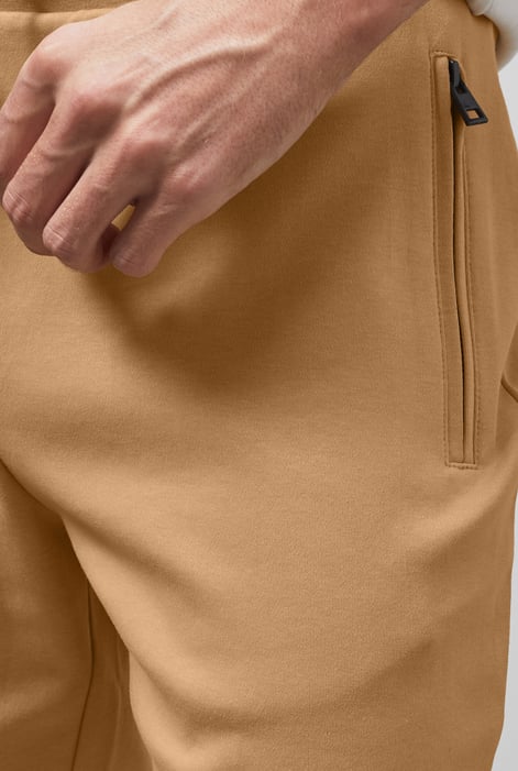 Mens Khaki Jersey Shorts With Zip Pocket