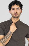 Band Collar Interlock Polo Shirt