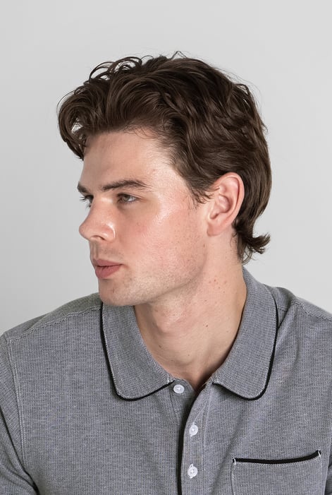 Grey Cotton Jersey Club Collar Polo