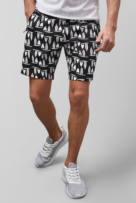 Blue Printed Shorts With Zip Pocket