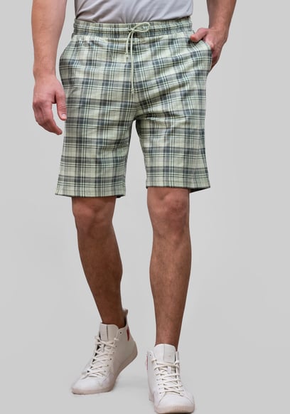 Check Print Jersey Shorts