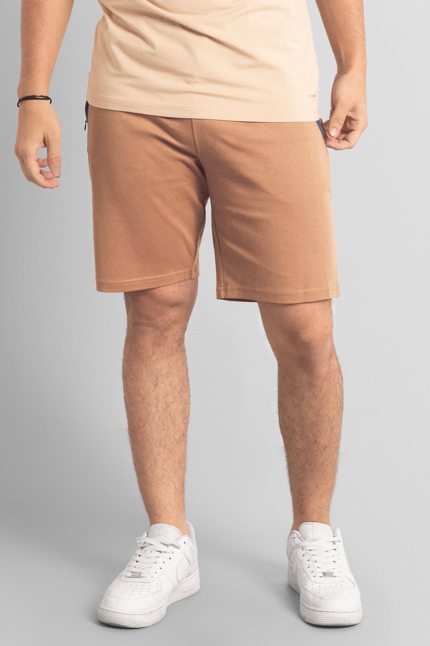 Enorsia Men's Khaki Colour Block Shorts - Uk Xl