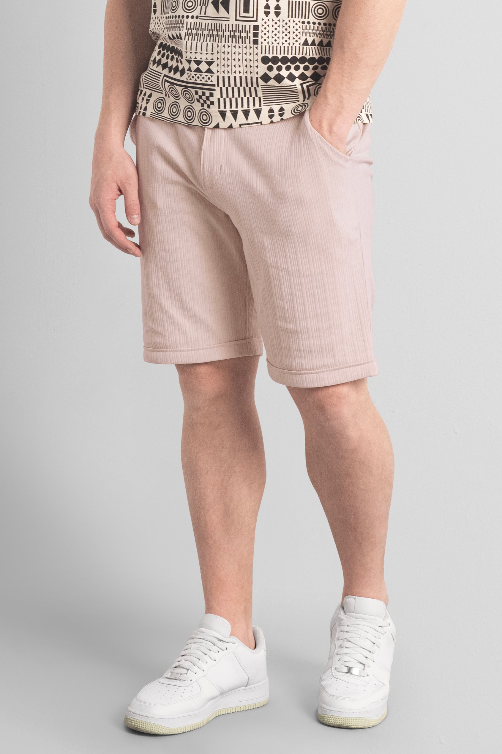 Enorsia Men's Cream Smart Jersey Chino Shorts - Uk Xl