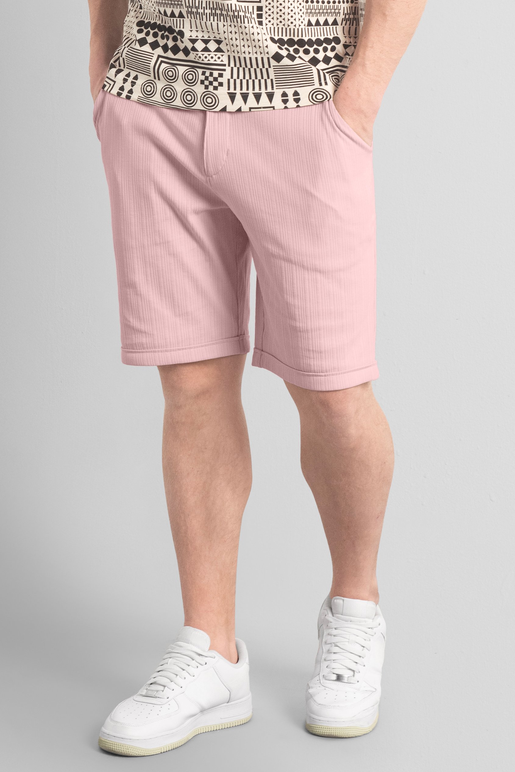 Enorsia Men's Pink Smart Jersey Chino Shorts - Uk Xxl