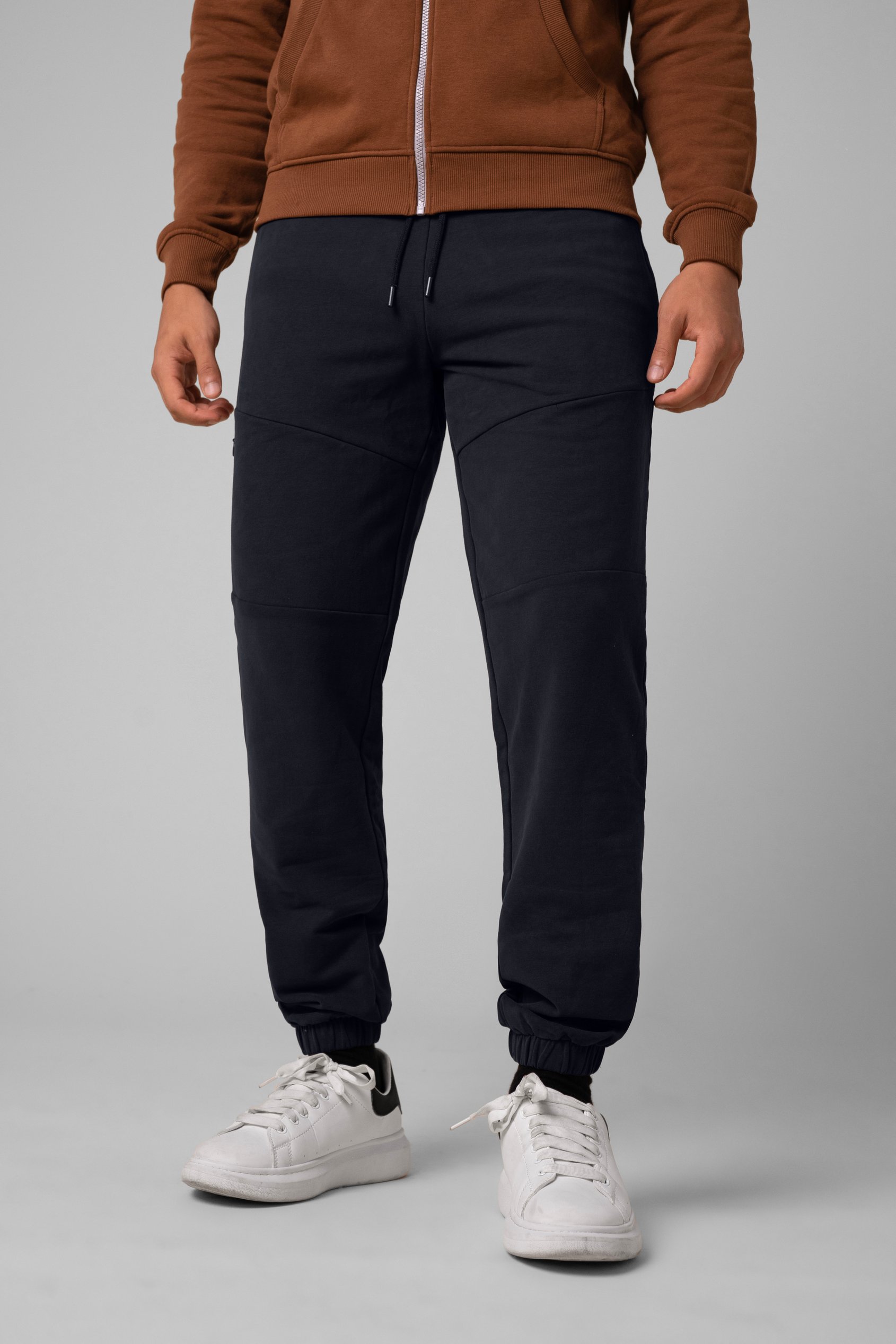 Enorsia Men's Black Cut & Sew Zip Jogger - Uk Xxl