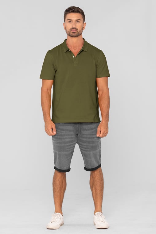 Men's Grey Slim Fit Stretch Denim Shorts | Enorsia (MS31212153)