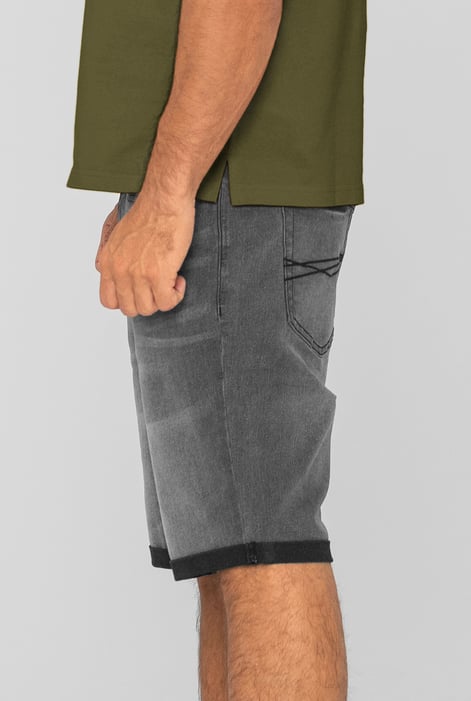 Grey Skinny Stretch Denim Shorts