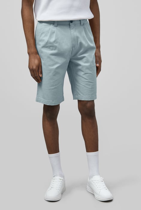 Men's White Straight Fit Double Pleated Chino Shorts | Enorsia