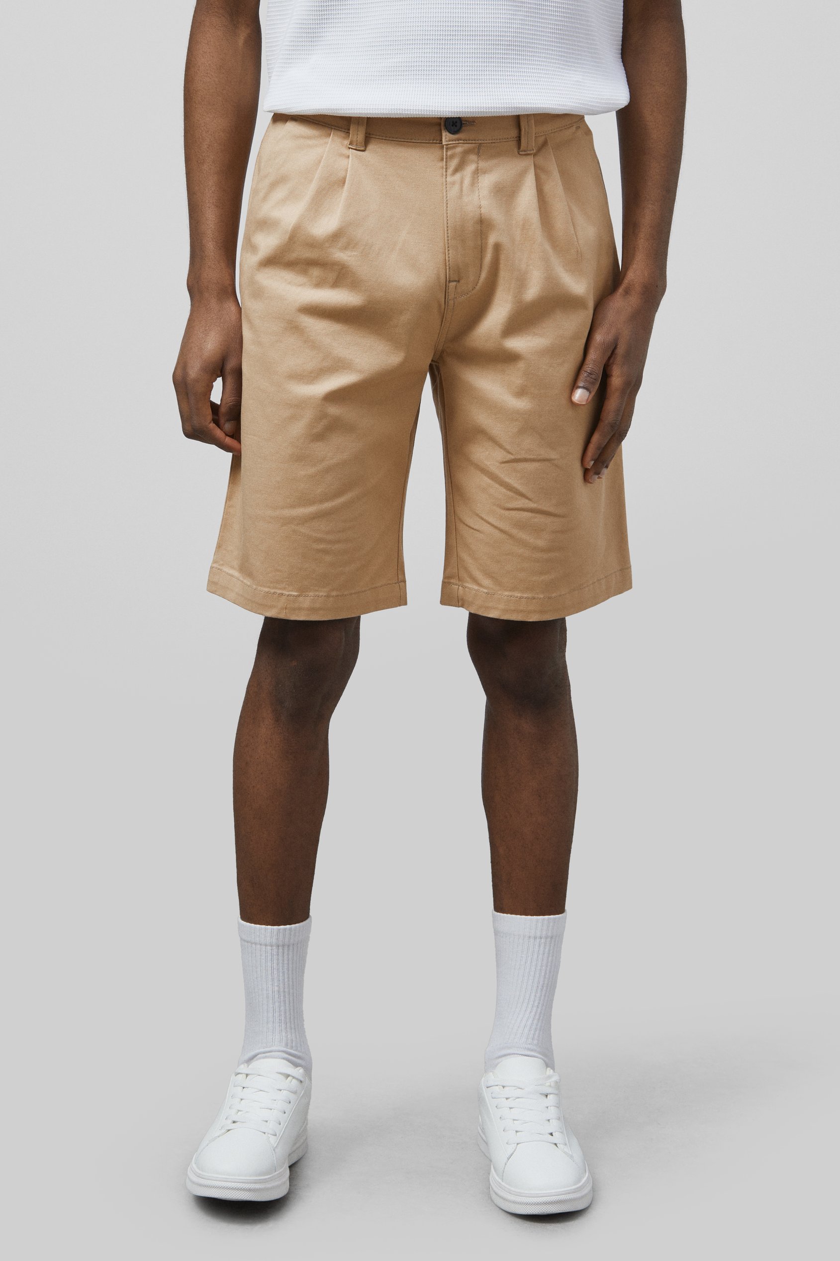Enorsia Men's Tan Straight Leg Short Chino Shorts - Uk 36