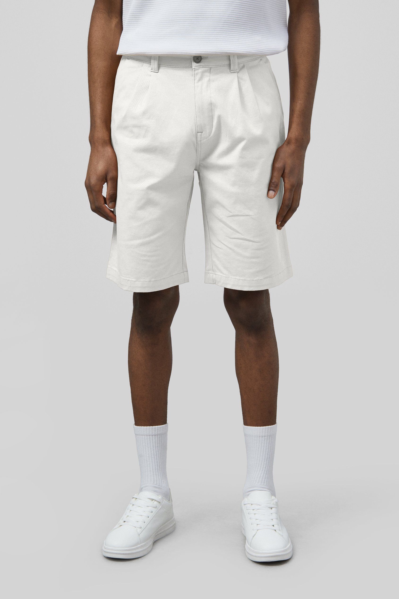 Enorsia Men's White Straight Leg Short Chino Shorts - Uk 36