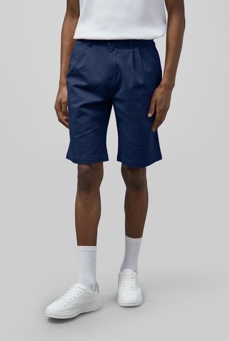 Men's White Straight Fit Double Pleated Chino Shorts | Enorsia