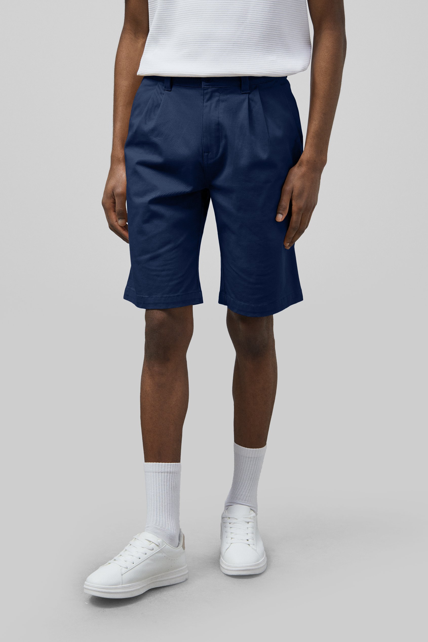 Enorsia Men's Navy Straight Leg Short Chino Shorts - Uk 36