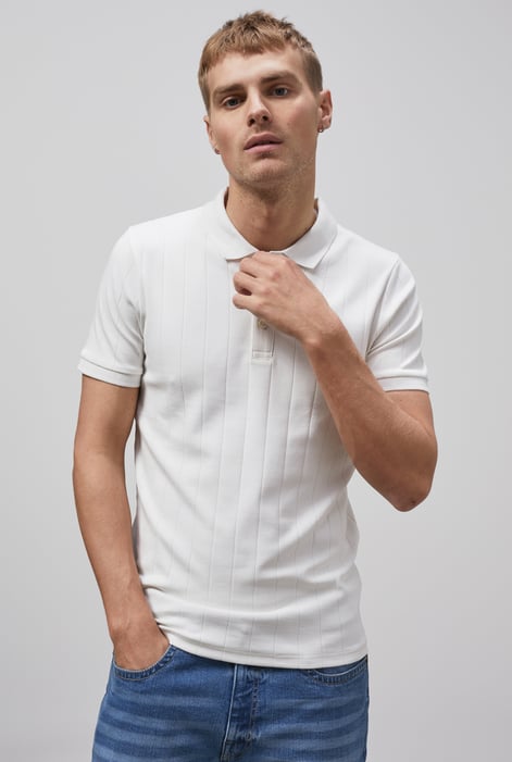White Enorsia Muscle Ribbed Polo Shirt