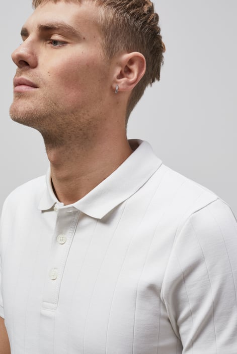 White Enorsia Muscle Ribbed Polo Shirt