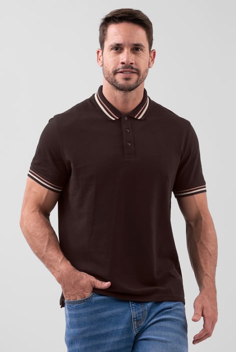 Grey Red/Pink Tipped Polo Shirt