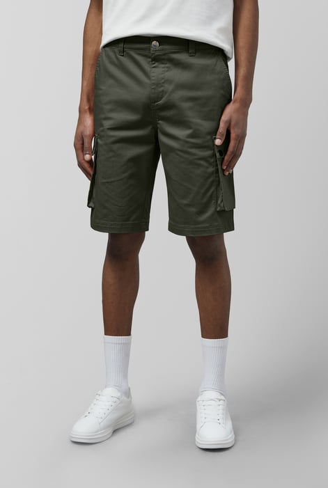 Men's Olive Premium Cotton Stretch Cargo Shorts | Enorsia