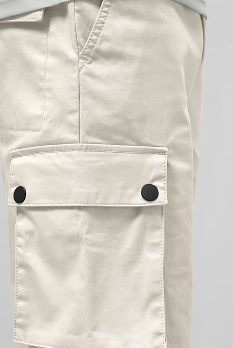 Men's White Premium Cotton Stretch Cargo Shorts | Enorsia