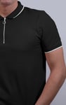 Men’s Regular Fit Tipped Quarter Zip Polo Shirt | Enorsia