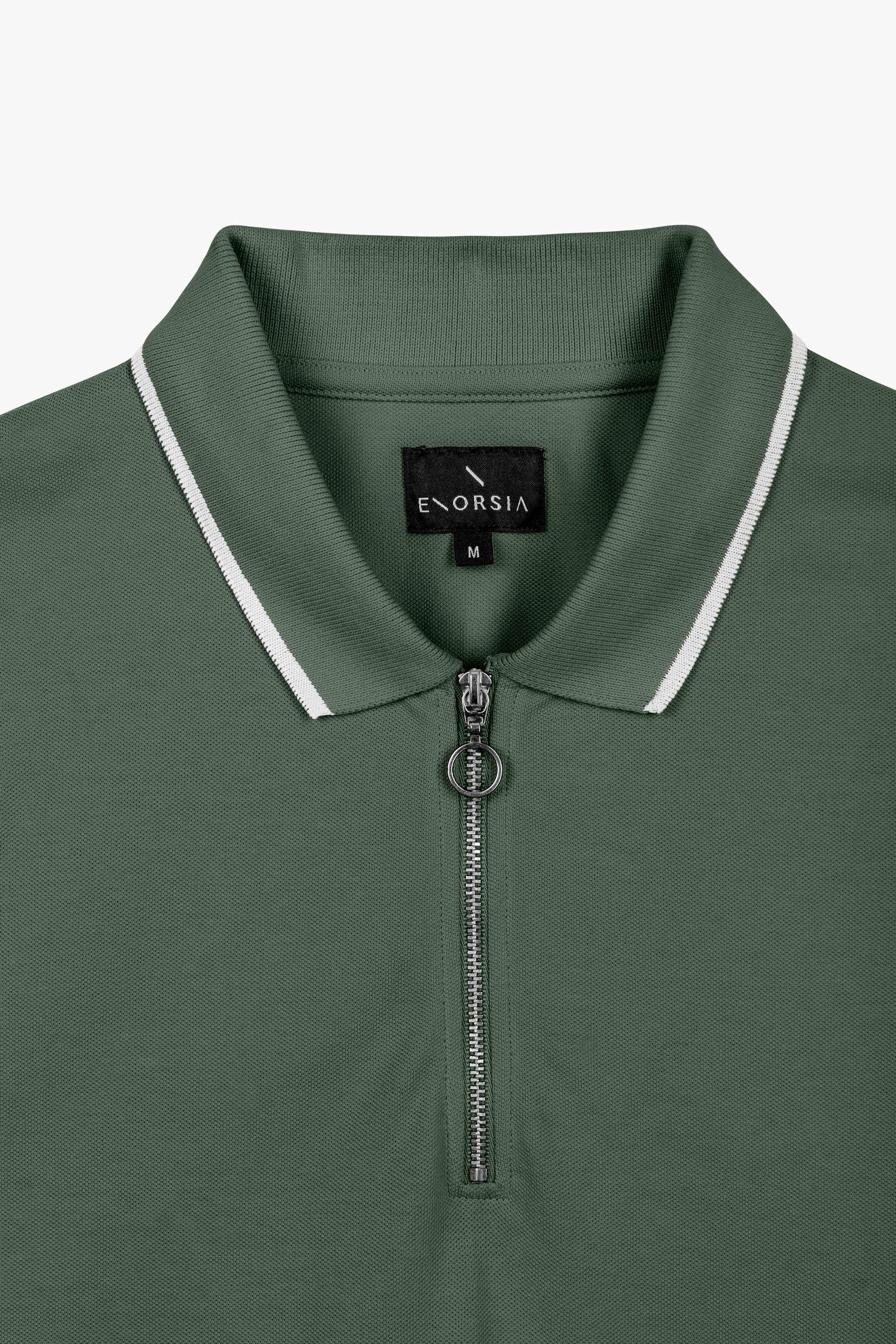Men’s Regular Fit Tipped Quarter Zip Polo Shirt | Enorsia