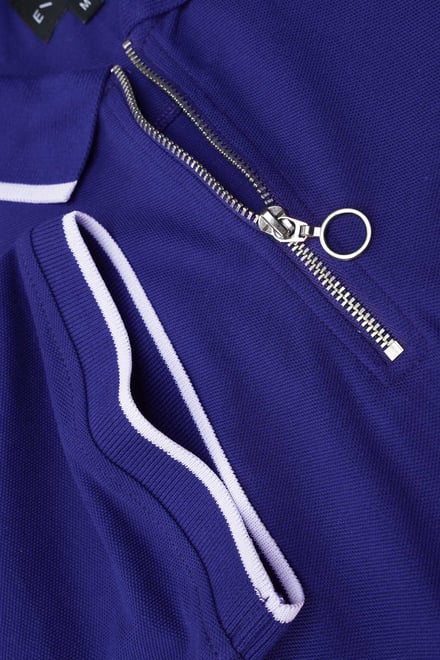 Men’s Regular Fit Tipped Quarter Zip Polo Shirt | Enorsia