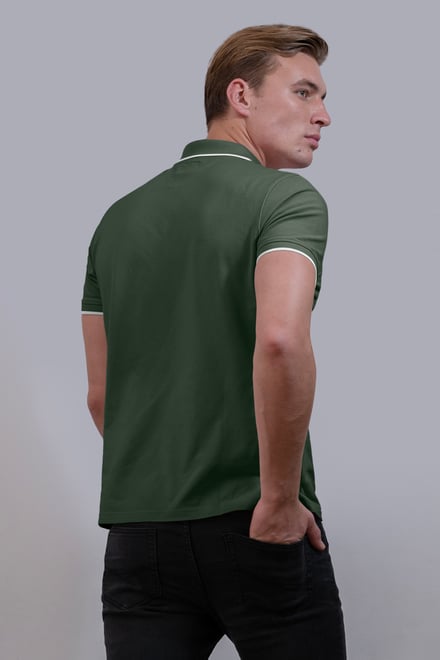 Men’s Regular Fit Tipped Quarter Zip Polo Shirt | Enorsia